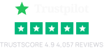 Trustpilot: Trustscore 4.9, 4,557 reviews